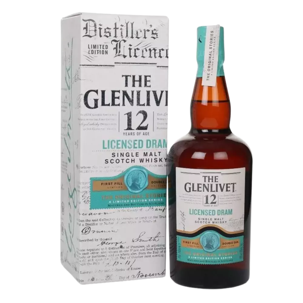 73720020.webp Glenlivet 12 Year Old Licensed Dram - The Original Stories 700ml 48% - Image 1