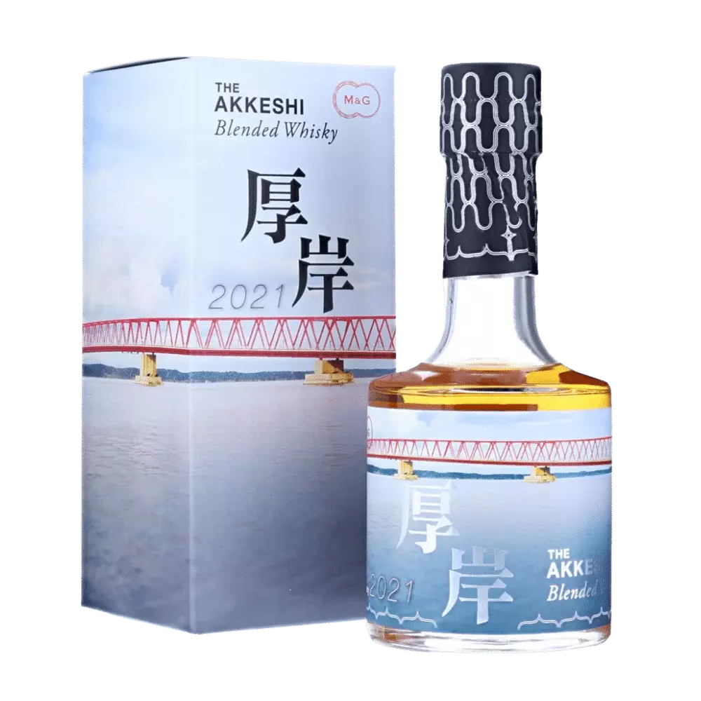 74505826.webp Akkeshi Bridge 120th Anniversary Blended Whisky 2021 200ml 48% - Image 1