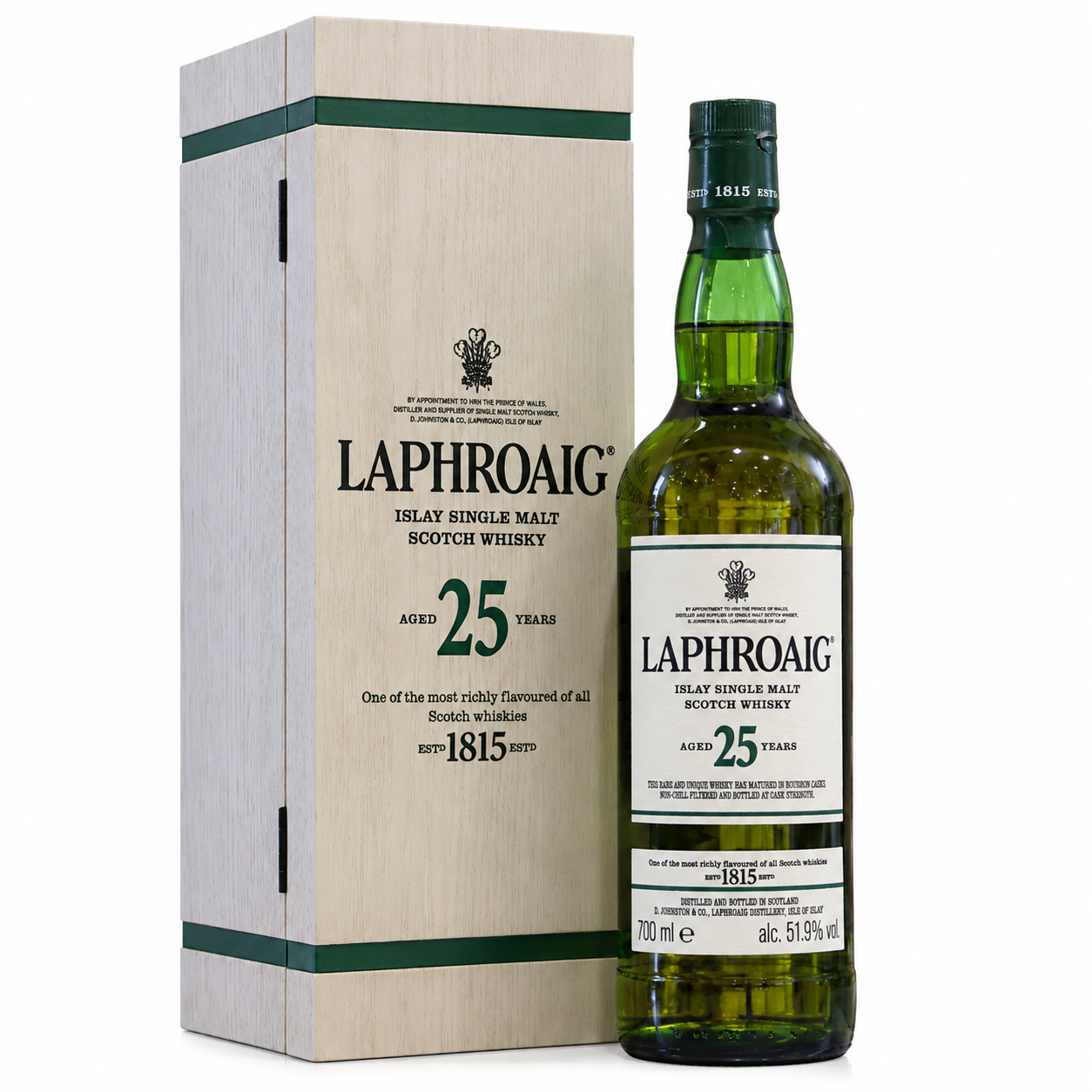dc6506ad-9854-48a2-9173-caaa2567b129 Laphroaig 25 Year Old Islay Single Malt Scotch Whisky 700ml 51.9% - Image 1